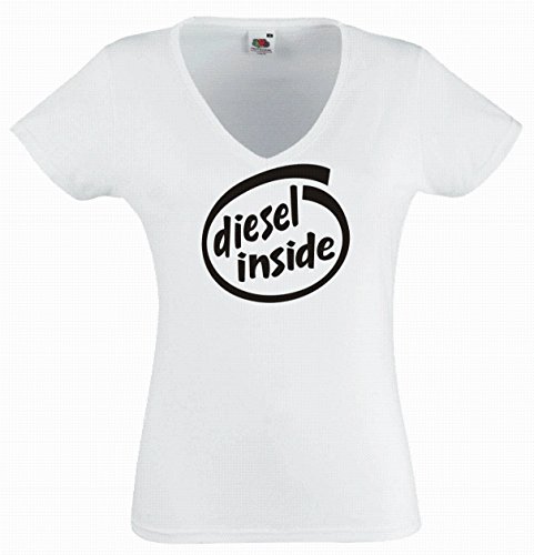 T-Shirt Woman V-Ausschnitt white - Diesel inside - S