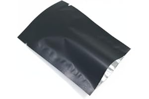 WACCOMT Pack 200 sacchetti piatti Open Top Mylar sigillabili sottovuoto a lungo termine per alimenti, pellicola opaca, termosaldabile con tacca di taglio 12x18cm (4,72 x 7,09 pollici, nero)