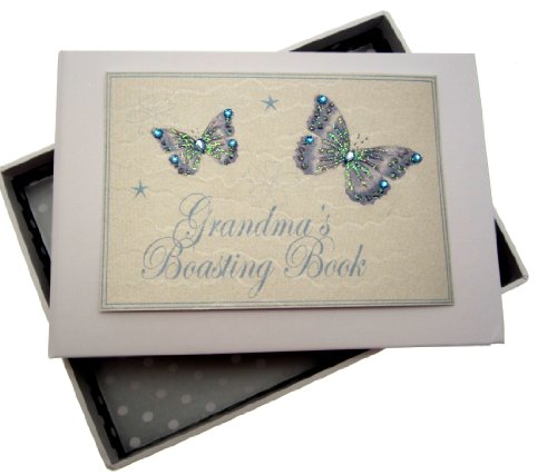 White Cotton Cards Grandma's Boasting Book Tiny Photo Album (Blue Butterflies)