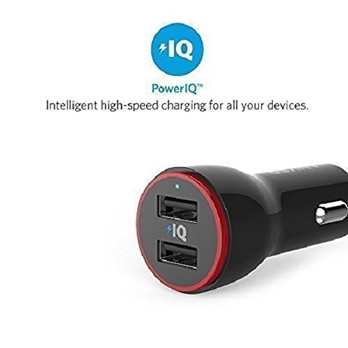 Anker Caricatore da auto 24W 2 Porte USB PowerDrive 2 con Cavo Micro a USB (90 cm) Incluso per Smartphone Android e tanto altro