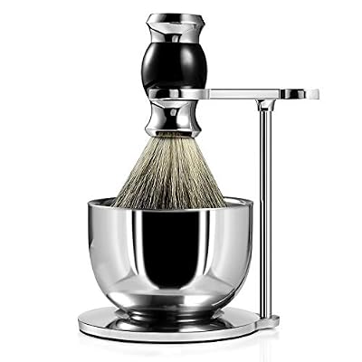 GRUTTI Ensemble de blaireaux et de rasoirs de luxe GRUTTI Stand Rasoir de luxe et support pour pinceaux pour savon et bol de rasage pour poils de blaireau Ensembles de rasage pour homme-noir