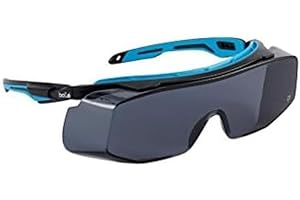 BOLLÉ TRYON OTG - Sobregafas - montura PC - patillas negras/azul PC/TPR ajustables y extensibles - PC ahumado anti-rayaduras, anti-vaho - PLATINUM