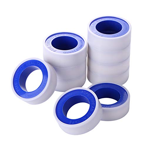 VABNEER PTFE-Band Teflonband 1/2 x400 zoll / 12mm x 10m Teflonband Dichtband für Duschköpfe und Rohrfäden (10 Rollen)
