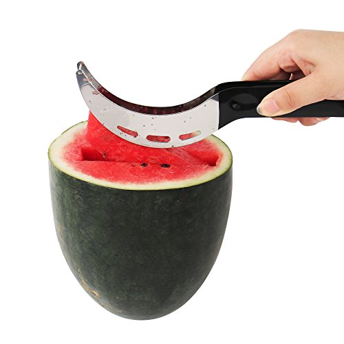 Rostfreier Melonenschneider Mit Griff In Schwarz Für Wassermelonen PLUS Doppelpack Zweiseitiger Obst-Ausstecher Zum Gestaltend / Bowle Und Andere Früchten - 5