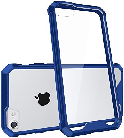 iPhone 7 Case, iPhone 8 Case with [Tempered Glass Screen Protector], Yokase iPhone 7 Cover, iPhone 8 Cover Soft TPU Border and Hard PC Back iPhone 7 Case Silicon [Hybrid Reinforced Corners] for iPhone 7 / 8- 4.7inch-Blue