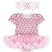 iiniim Baby Girls Newborn Infant Tutu Romper Outfit Clothing with Bowknot Hair Clips Headband Pink Polka Dots 3-6 Months