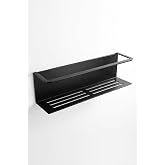 Orret Home Yapışkanlı Banyo Organizer Rafı &ndash; Paslanmaz Siyah Metal Duvar Tipi Raf &ndash; Delmeden Montajlı Suya Dayanıklı Duş Rafı