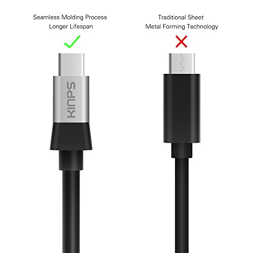 Tipo C Cable  Kinps 2m Cable cargador y de datos USB de tipo C 3 1 con conector reversible para el nuevo Apple MacBook 12    ChromeBook Pixel  Nexus 5X  Nexus 6P  OnePlus 2  Nokia N1 Tablet  LG G5  Xiaomi 4C  Nintendo Switch 2017 y otros dispositivos que soporten USB C   Negro 