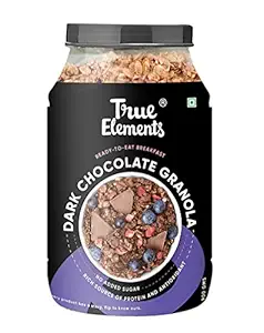 True Elements Crunchy Dark Chocolate Granola 900g - Granola for Breakfast | Diet Snacks | Cereal for Breakfast