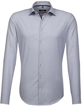 SEIDENSTICKER Herren Hemd Slim 1/1-Arm Bügelfrei Streifen City-Hemd Kent-Kragen Kombimanschette weitenverstellbar