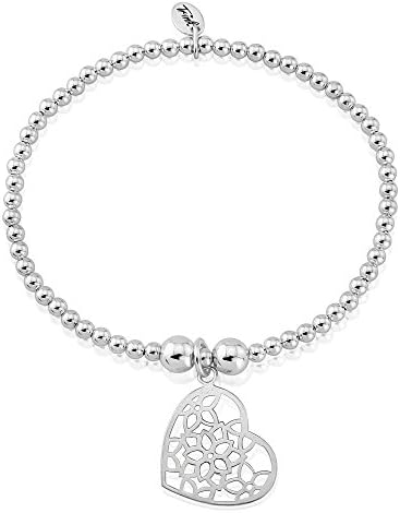 TRINKBrand Flower Heart Sterling Silver Beaded Charm Bracelet