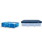 Intex 28270NP Small Frame &ndash; Detachable Swimming Pool, 220 x 150 x 60 cm, 1,662 Litres, Blue &amp; 55252 &ndash; Solar Cover for Swimmin