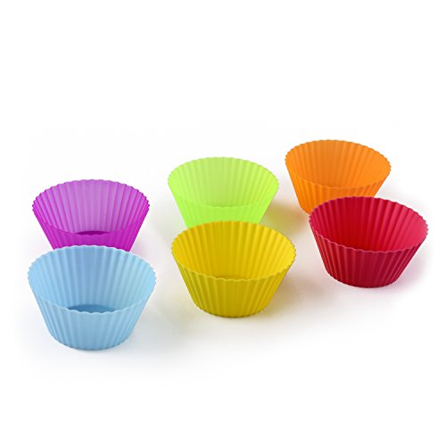 Premium Silikon Muffinförmchen von Insonder – 24 Cupcake Brownie Muffin Förmchen Set in 6 Farben – Silikonbackformen für Groß und Klein – Ideal für Geburtstage – Kein Papier Form – Muffinsform ins Blau, Grün, Gelb, Orange, Rot, Lila – Kuchen - 6