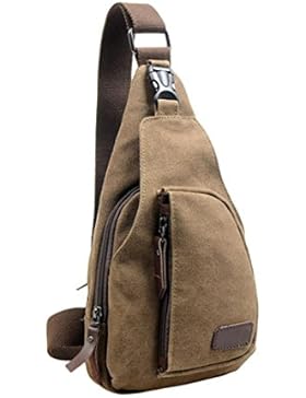 BZLine® Herren Outdoor Sport Casual Canvas Rucksack Crossbody Tasche Brust Umhängetasche