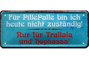 WOGEKA ART Retro Blechschild - Für Pille-Palle bin ich nicht zuständig - witziger Spruch als Geschenk-Idee zum Geburtstag Weihnachten Dekoration 28x12 cm Vintage-Design Metall 1817
