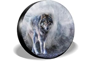 LEWIUZR Reserveradabdeckung 16 Zoll Wolf durch den Nebel Tragbare Polyester-Reserverad-Reifenabdeckung Universal Fit Für Anhänger RV SUV LKW Und Mehr 76-79cm