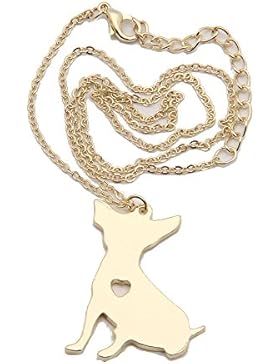Halskette Chihuahua mit Herz inkl. Isalia Schmucketui