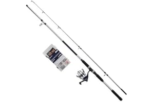 Shakespeare SALT kombinacja wędkarstwa morskiego, zawiera mocny kołowrotek grafitowy, pręt z włókna szklanego, pudełko na sprzęt z twardą obudową, przynęty i sprzęt końcowy