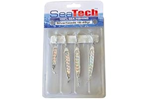 SEA TECH SeaTech Silverhead Wedge Jig Mackerel Pollack Bass Lures - Pack of 4