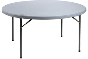 Solycarpa Mesa Redonda Grande Ø 150 cm con Patas Plegables Auxiliar de PVC de Exterior Ideal para Jardín, Comedor, Camping, Terraza, Cocina, Picnic, Catering, Restaurante y Hostelería.