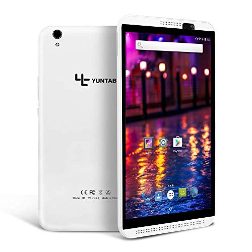 YUNTAB Tablet 8 Pollici, 2G 3G 4G WiFi, 64-bit 1.3 GHz Quad-Core Android, 2 GB RAM 16 GB ROM, Dual SIM, HD IPS 800x1280,Dual Cameras,Bluetooth GPS OTG(Bianca)