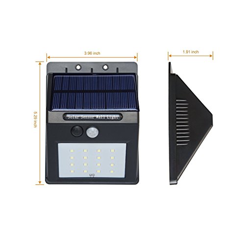 ZEEFO 16 LED Solarleuchte Garten , wetterfeste solarbetriebene LED Lampe mit Bewegungssensor Wandleuchte solarlampe Mehr Sicherheit für Innenhöfe, Balkone, Terrassen, Garagen, Einfahrt & Treppen usw. (schwarz -1 Stück) - 2