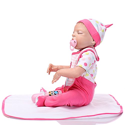 NPKDOLL Reborn Baby Doll Hard Silicone Vinyl 22inch 55cm Magnetic Mouth Lifelike Waterproof Boy Girl Toy Red Animal Eyes Close A1UK