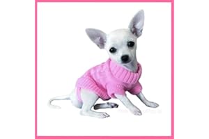 PRETTY PAMPERED PETS UK Chihuahua Clothes Puppy Dog Coat Knit Winter Pink Jumper Cosy Teacup Smaller Breeds Miniature (XXS, Pink)