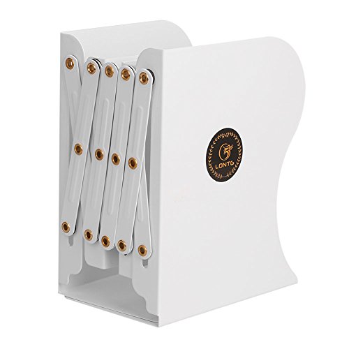 LONTG Serre-Livres en Métal Pliable Porte-Revues Magazines Journaux Livres Organisateur de Bureau Scolaire Boîte Étagère de Rangement Présentoir de Documents Fichiers Presse-livres Antidérapant