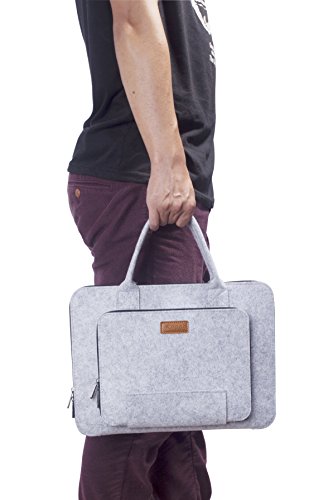 Ropch 11,6 Zoll Tasche Hülle Filz Notebooktasche Schutzhülle für 11,6″ Acer / Asus / Dell / Lenovo – Grau & Schwarz - 6