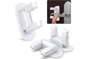 3 PCS White Door Lever Lock | SACONELL Child Safety Handles Locks, Self-Adhesive Baby Proofing Cabinet, Cupboard, Window, Drawer and Dresser Closet Knob Locks Latches