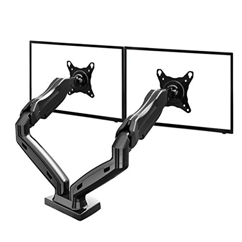 Cusfull Dual Tischhalterung Monitorhalterung Monitor Ständer Schwenkbarme für 2 LCD LED Monitore 17“-27“ - Einstellbar VESA 75 / 100