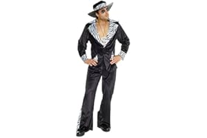 Morph Czarny męski kostium a – fantazyjny strój z lat 70. dla mężczyzn – fantazyjna sukienka a Vegas – kostium na Halloween, rozmiar L