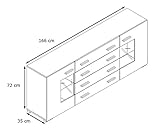 Sideboard Kommode Grömitz V2, Korpus in Weiß matt / Front in Grau Hochglanz - 