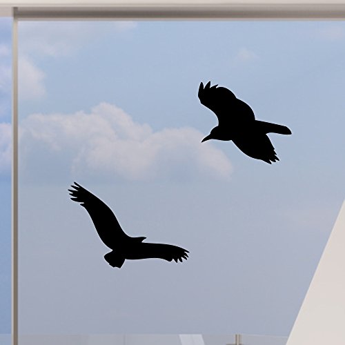 5er Set Fensteraufkleber Schutzvögel Greifvogelsilhouetten Warnvögel Gefahrenvögel Vögel Aufkleber 5 Stück im Set schwarz - 3