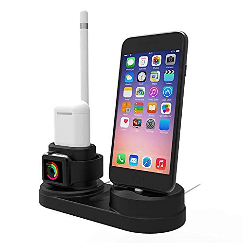 HomeMount estación de Acoplamiento Compatible con Apple Watch/iPhone/Airpods/Apple Pencil 4 en 1, Ahorra Espacio en la estación de Escritorio