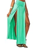 Modern/Fitted Faldas Larga Fiesta Verano Maxi Faldas para Mujer Casual Falda de Abertura Lateral Verde M