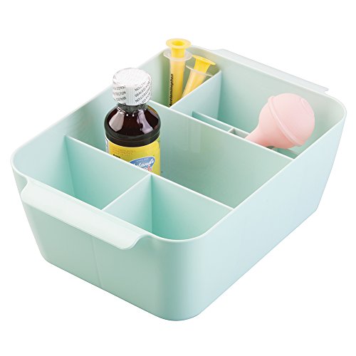 mDesign Kosmetik-/Makeup-Caddy zum Aufbewahren von Heilmitteln, Kosmetika wie Lippenstift, Nagellack, Haarclips, Schmuck - Minzgrün