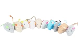 EMOURS Katzenminze-Spielzeug für verspielte Kätzchen – lustiges Maus-Katzenspielzeug-Set, Katzenminze-Maus-Spielzeug, kleine und niedliche Stoffmäuse für Innen-Maus-Katzenspielzeug, 10 Stück, Farbvarianten