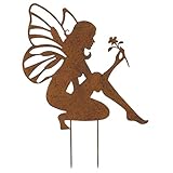 Handwerklich gefertigter Gartenpfahl aus Metall mit natürlicher Rostpatina.