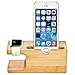 Produktbild Comesee Handy-Ladegerät Dock Mit Uhr Bambus Halter Schreibtisch Holz Ladestand Für Apple Watch 38 42Mm Alle iPhone 6 7 8 X Plus Mobile