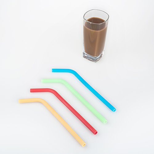 Trinkhalme wiederverwendbar, lebensmittelechtes Silikon, ideal als Smoothie-Trinkhalme, Party-Trinkhalme, für Kinder,4 Stück - 4