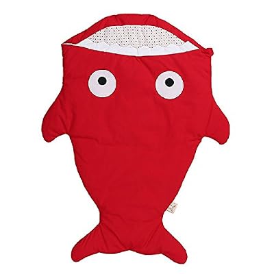 Lemonda 100% Coton Organique Sac de Couchage en Forme de Requin pour Bébé de 0-36 Mois 95 x 73cm (rouge)