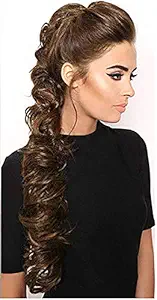 Majik Curly Frill Hair Extension for Twining Ponytail and Women (Blond with Black Mix)