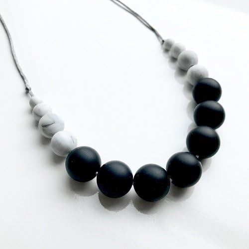 Mama Knows Silicone Teething Necklace - Betty Black &amp; Marble