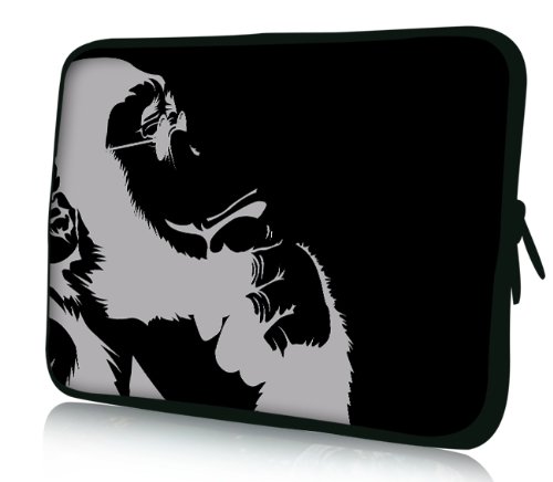 Luxburg® Design Laptoptasche Notebooktasche Sleeve für 17,3 Zoll (auch in 10,2 Zoll | 12,1 Zoll | 13,3 Zoll | 14,2 Zoll | 15,6 Zoll | 17,3 Zoll) , Motiv: Nachdenklicher Schimpanse