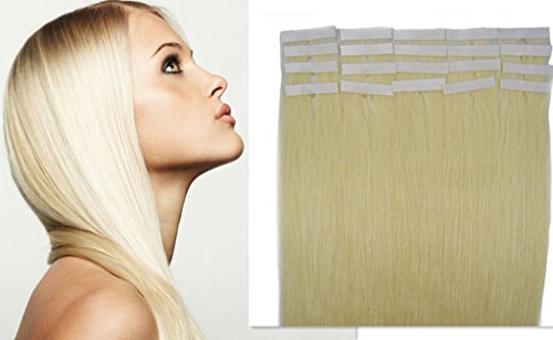 PU Tape Skin Remy 100% Human Hair Extensions, 20pcs/set 16 inches color 60 platinum blonde / lightest blonde?full head advise 3-5 sets?