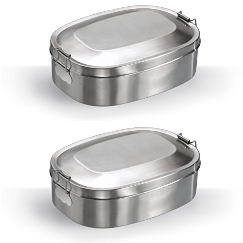 Vesperbox Klappbox Edelstahl Vesperdose Frühstücksbox Brotdose klein (2er Set)