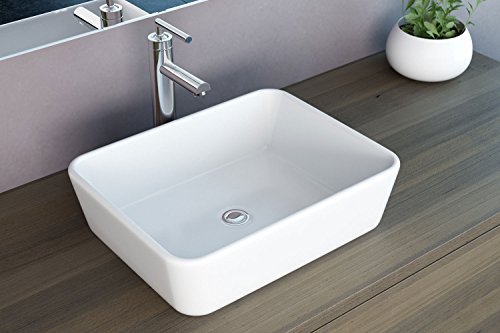 NEG Waschbecken Uno32A (eckig) Aufsatz-Waschschale/Waschtisch (weiß) mit schmalem Rand und Nano-Beschichtung - 3