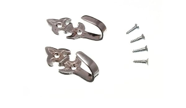 Buy 2 Pairs Curtain Tie Back Hold Back Hooks Fleur De Lys Chrome